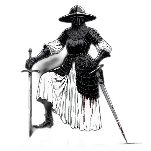 staff, dress, sword, hat transparent PNG cut-out