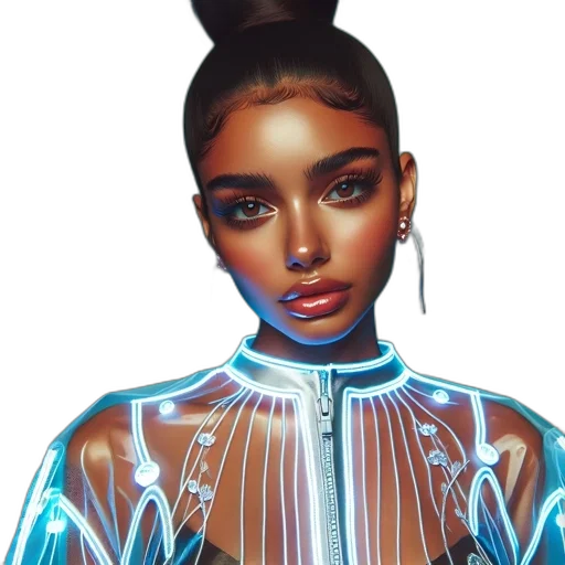 jacket, jewelry, face, cyberpunk transparent PNG cut-out