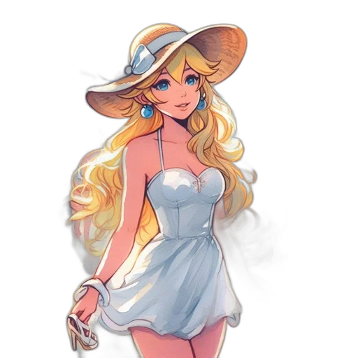 dress, hat, staff, cartoon transparent PNG cut-out