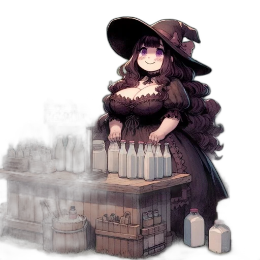 dress, hat, bottle, staff transparent PNG cut-out