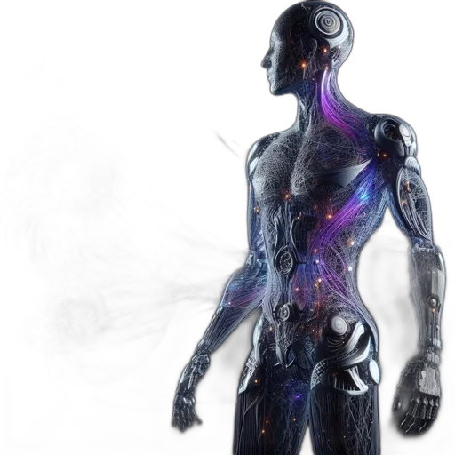 robot, concept art, cyberpunk, 3d render transparent PNG cut-out