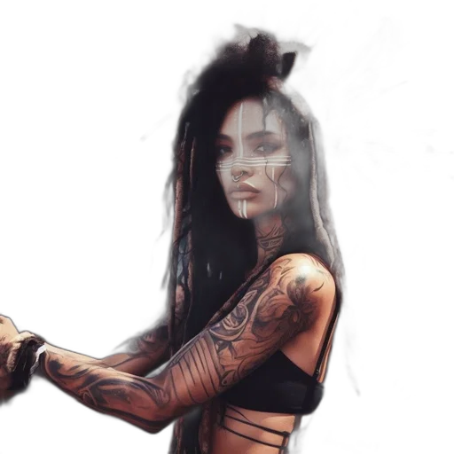 hair, weapon, fantasy art, concept art transparent PNG cut-out