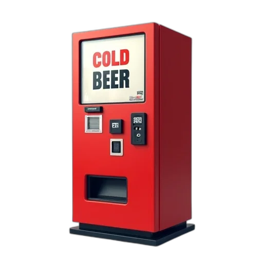 3d render, red, vending, machine transparent PNG cut-out