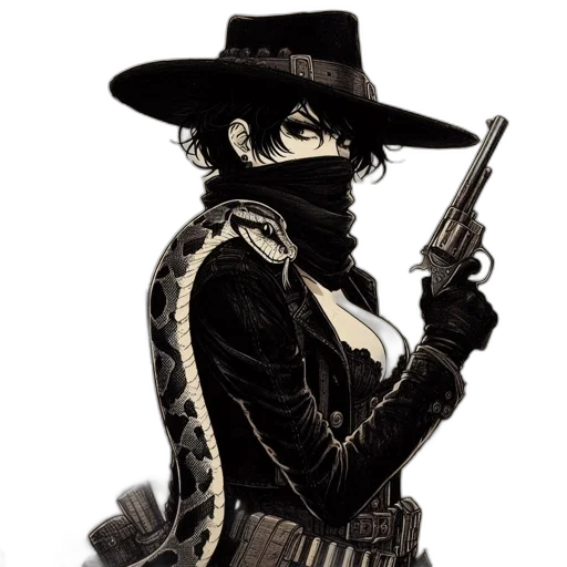 weapon, hat, jacket, staff transparent PNG cut-out