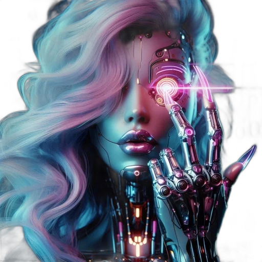 robot, face, mask, cyberpunk transparent PNG cut-out