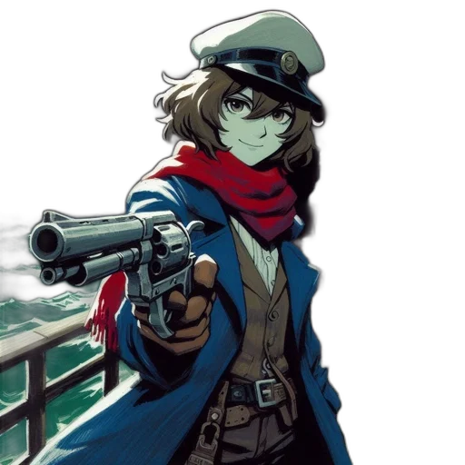 weapon, jacket, staff, comic book art transparent PNG cut-out