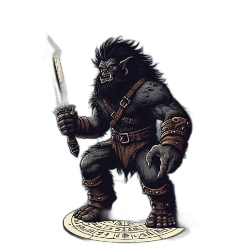 staff, sword, creature, fantasy art transparent PNG cut-out