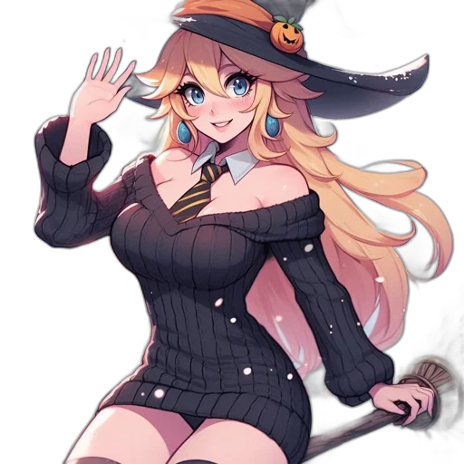 staff, hat, dress, weapon transparent PNG cut-out