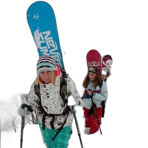 snow, three, snowboarders, one transparent PNG cut-out
