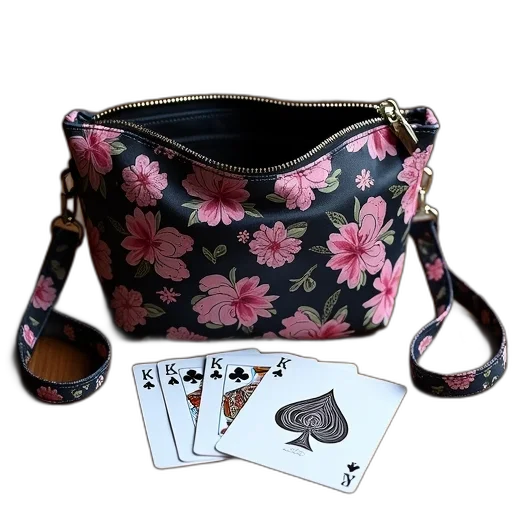 black, pink, floral, patterned transparent PNG cut-out