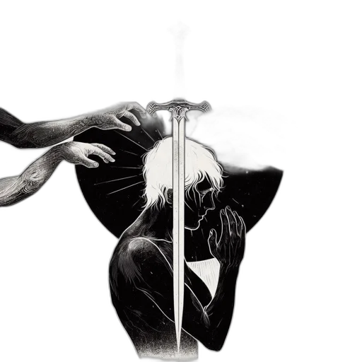 sword, staff, weapon, hair transparent PNG cut-out