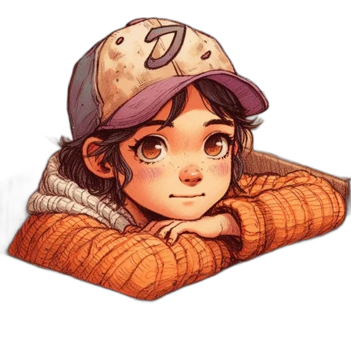 hat, face, jacket, watercolor transparent PNG cut-out