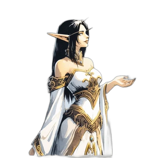 dress, dragon, staff, jewelry transparent PNG cut-out