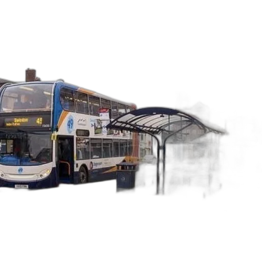 photorealistic, concept art, 3d render, double-decker transparent PNG cut-out