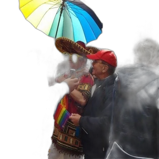 umbrella, hat, mask, staff transparent PNG cut-out