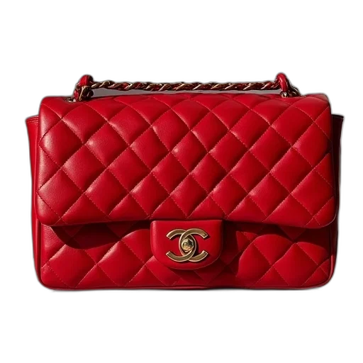 red, chanel, quilted, lambskin transparent PNG cut-out