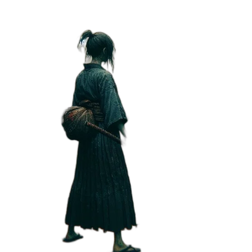 dress, hair, staff, mask transparent PNG cut-out