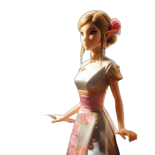 dress, staff, 3d render, concept art transparent PNG cut-out