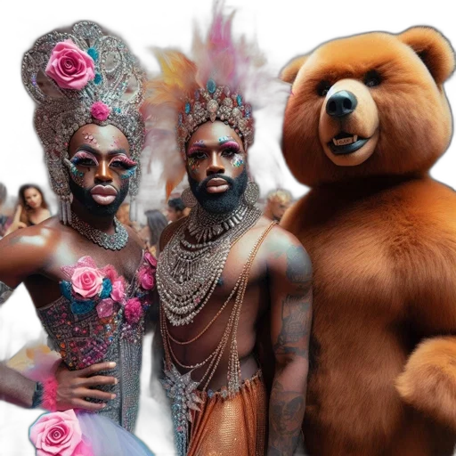 concept art, three, individuals, elaborate transparent PNG cut-out