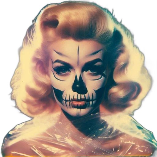 face, mask, comic book art, vaporwave transparent PNG cut-out