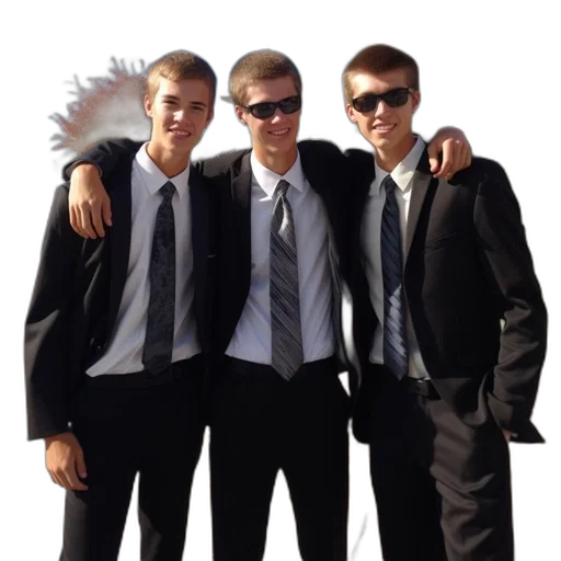 staff, jacket, three, men transparent PNG cut-out