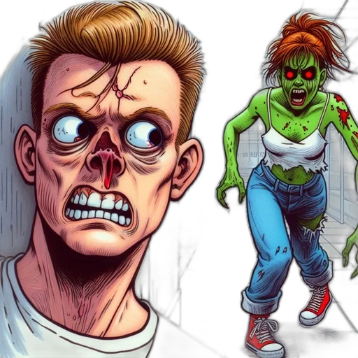 comic book art, concept art, cartoon, two transparent PNG cut-out