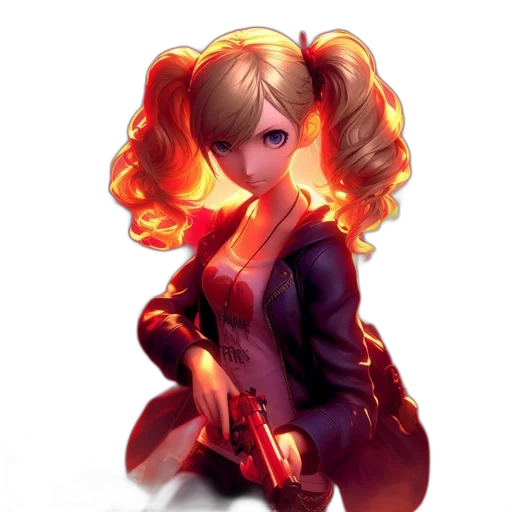 weapon, staff, jacket, hair transparent PNG cut-out