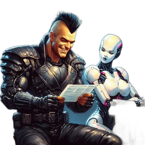 robot, comic book art, cyberpunk, concept art transparent PNG cut-out