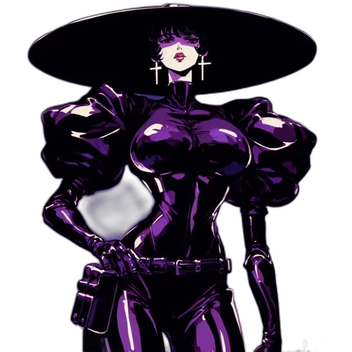 robot, hat, dress, staff transparent PNG cut-out