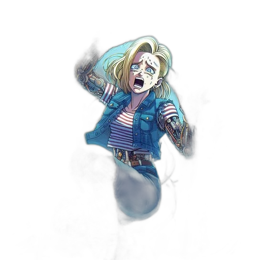 jacket, creature, hair, weapon transparent PNG cut-out