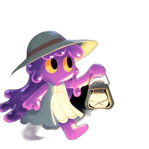 hat, staff, creature, pixel art transparent PNG cut-out