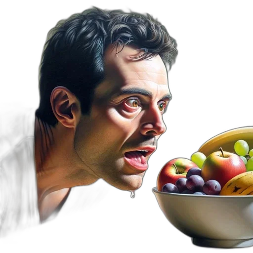 food, face, photorealistic, oil painting transparent PNG cut-out