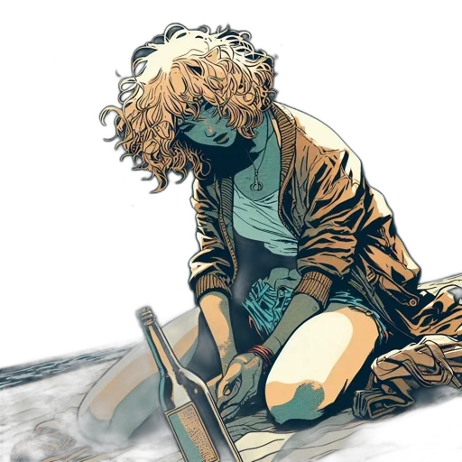 jacket, sword, weapon, comic book art transparent PNG cut-out