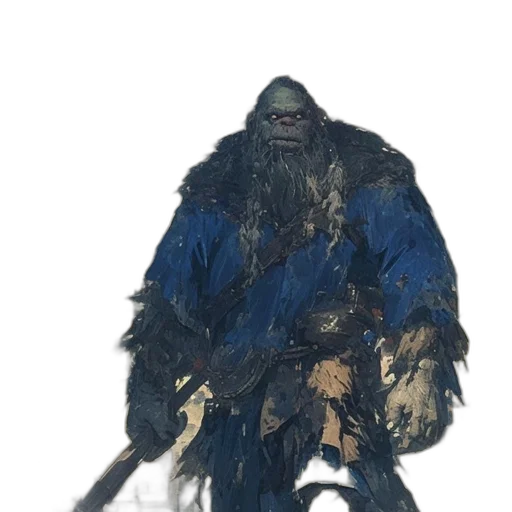 mask, creature, jacket, staff transparent PNG cut-out