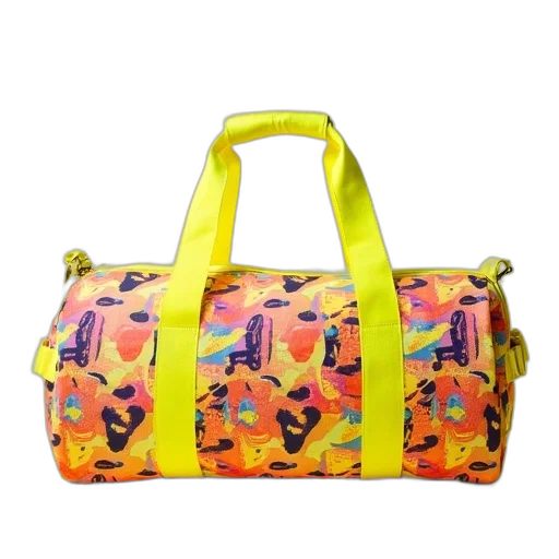 neon, duffel, bag, print transparent PNG cut-out