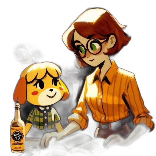 bottle, staff, jacket, pixel art transparent PNG cut-out