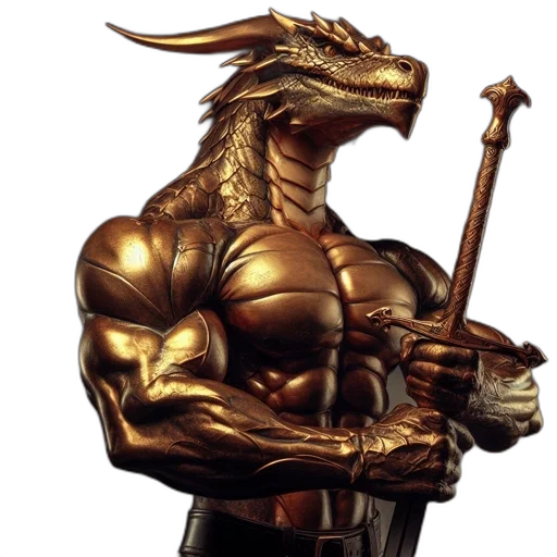 dragon, animal, staff, sword transparent PNG cut-out