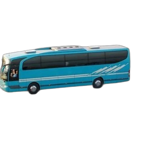 3d render, blue, bus, white transparent PNG cut-out