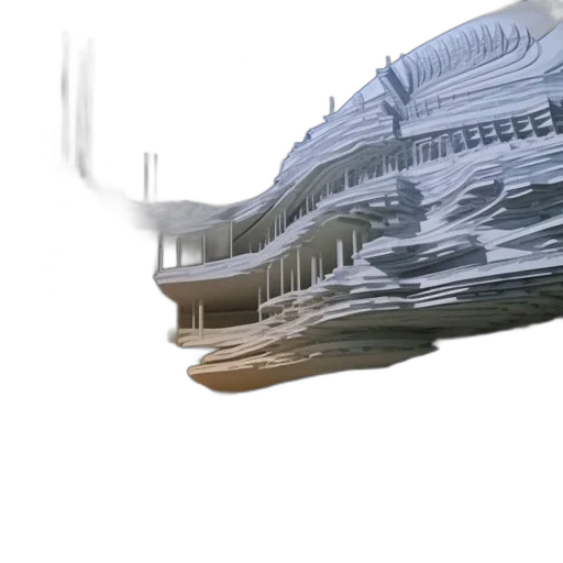 building, hair, 3d render, concept art transparent PNG cut-out