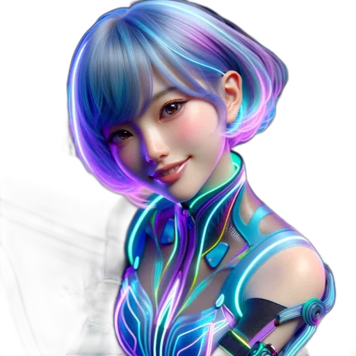 robot, face, fantasy art, cyberpunk transparent PNG cut-out