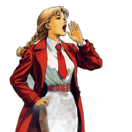 jacket, staff, dress, comic book art transparent PNG cut-out