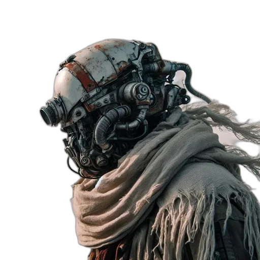 mask, jacket, hair, robot transparent PNG cut-out