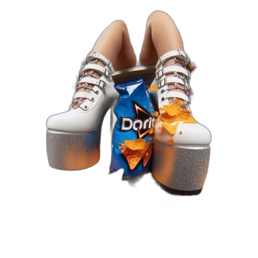 shoes, food, 3d render, photorealistic transparent PNG cut-out