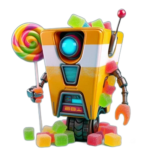 robot, staff, 3d render, concept art transparent PNG cut-out