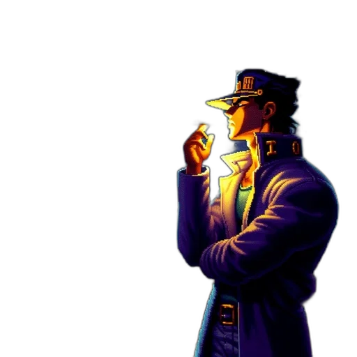 jacket, staff, weapon, hat transparent PNG cut-out