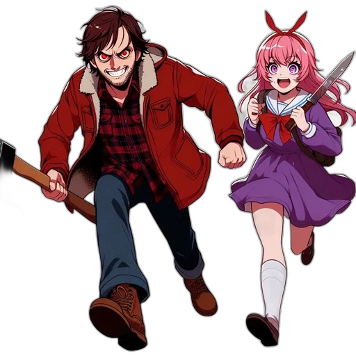 weapon, jacket, staff, anime transparent PNG cut-out