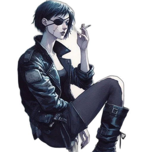 jacket, weapon, concept art, cyberpunk transparent PNG cut-out