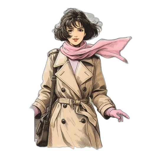 jacket, umbrella, staff, dress transparent PNG cut-out