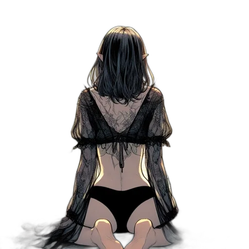 dress, mask, hair, creature transparent PNG cut-out