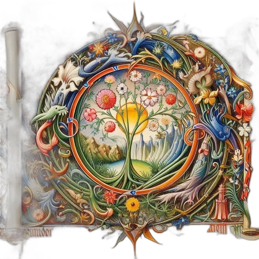 crown, sword, flower, fantasy art transparent PNG cut-out